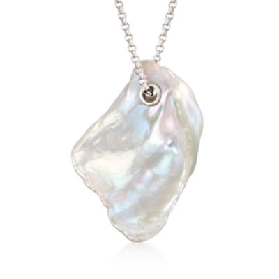 Baroque Pearl Necklace in Sterling Silver. 16" &mdash; Alt Image 1