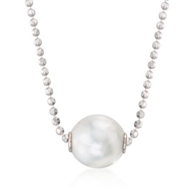 9-10mm White South Sea Pearl Necklace in Sterling Silver. 18" &mdash; Alt Image 1