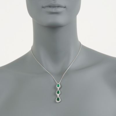 2.70 Carat Emerald and 1.40 ct. t.w. Diamond Necklace in 18kt White Gold. 18" &mdash; Alt Image 2