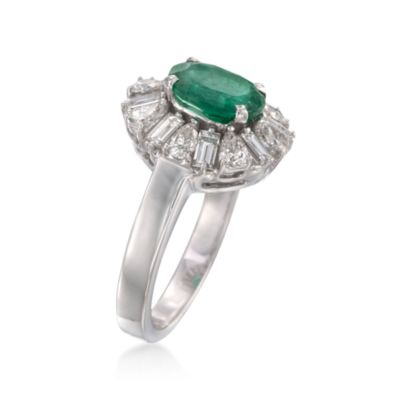 1.90 Carat Oval Emerald and 1.34 ct. t.w. Diamond Ring in 18kt White Gold &mdash; Alt Image 3