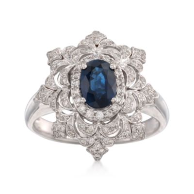 Sapphire and Diamond Ring in 18kt White Gold &mdash; Alt Image 1