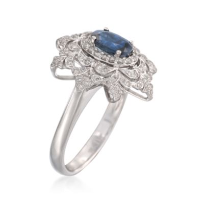 Sapphire and Diamond Ring in 18kt White Gold &mdash; Alt Image 3