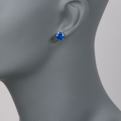 Lapis Stud Earrings in Sterling Silver &mdash; Alt Image 2