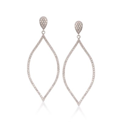 1.00 ct. t.w. Diamond Marquise Drop Earrings in Sterling Silver &mdash; Alt Image 1