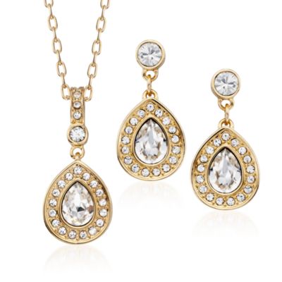 Swarovski Crystal Pendant Necklace and Earring Set. 15.5" &mdash; Alt Image 1