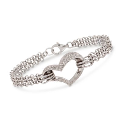 .20 ct. t.w. Diamond Heart Bracelet in Sterling Silver &mdash; Alt Image 1