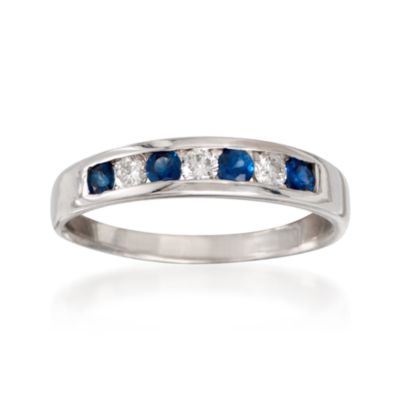 .30 ct. t.w. Sapphire and .18 ct. t.w. Diamond Ring in 14kt White Gold &mdash; Alt Image 1