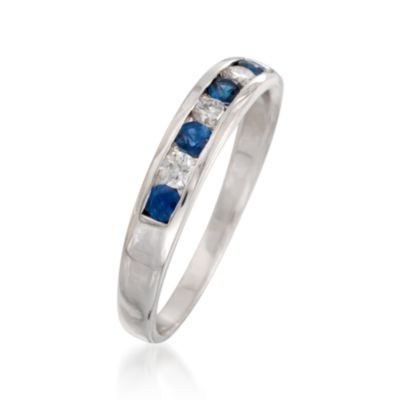 .30 ct. t.w. Sapphire and .18 ct. t.w. Diamond Ring in 14kt White Gold &mdash; Alt Image 3