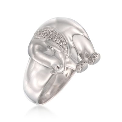 .10 ct. t.w. Diamond Elephant Ring in Sterling Silver &mdash; Alt Image 3