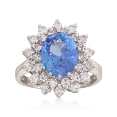 2.80 Carat Tanzanite and 1.00 ct. t.w. Diamond Ring in 14kt White Gold &mdash; Alt Image 1