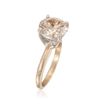 3.47 Carat Brown Diamond Solitaire Ring in 14kt Yellow Gold. Size 5.75 &mdash; Alt Image 3