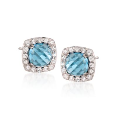 4.80 ct. t.w. London Blue and 1.20 ct. t.w. White Topaz Stud Earrings in Sterling Silver &mdash; Alt Image 1