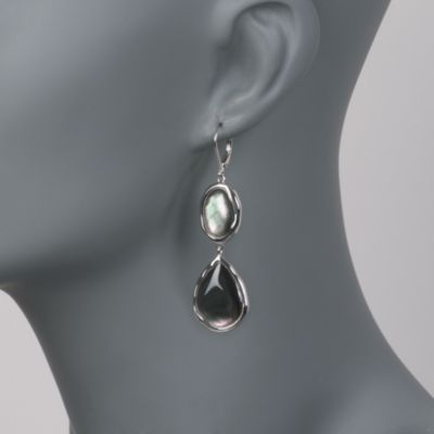 Black Mother-Of-Pearl Drop Earrings in Sterling Silver &mdash; Alt Image 2