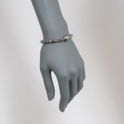 Labradorite and Black Tahitian Pearl  Bracelet in 14kt Yellow Gold. Adjustable Size &mdash; Alt Image 2