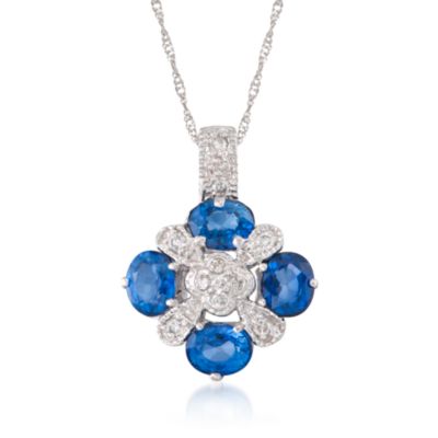 1.60 ct. t.w. Sapphire and .15 ct. t.w. Diamond Pendant Necklace in 14kt White Gold. 16" &mdash; Alt Image 1