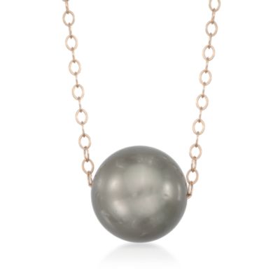 Black Tahitian Pearl Necklace in 14kt Yellow Gold &mdash; Alt Image 1