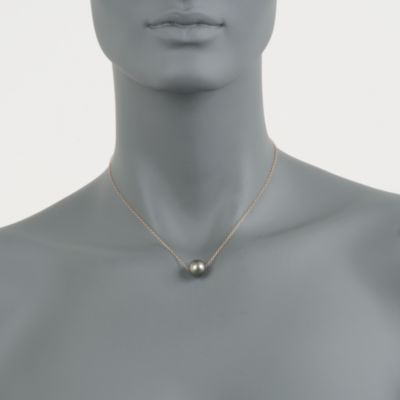 Black Tahitian Pearl Necklace in 14kt Yellow Gold &mdash; Alt Image 2