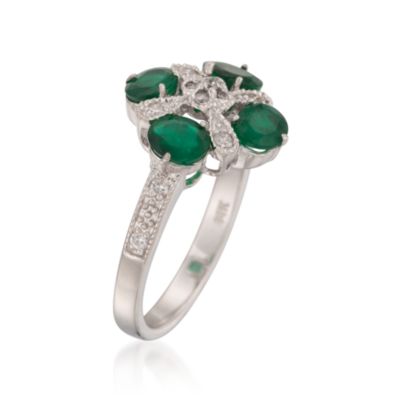 1.40 ct. t.w. Emerald and .20 ct. t.w. Diamond Ring in 14kt White Gold &mdash; Alt Image 3