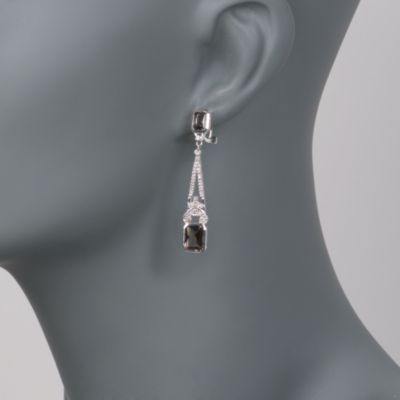 4.20 ct. t.w. Smoky Quartz and .19 ct. t.w. Diamond Earrings in Sterling Silver &mdash; Alt Image 2