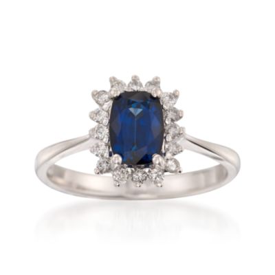 1.40 Carat Sapphire and .20 ct. t.w. Diamond Ring in 14kt White Gold &mdash; Alt Image 1