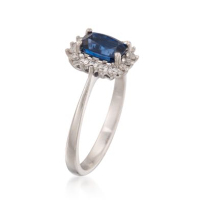 1.40 Carat Sapphire and .20 ct. t.w. Diamond Ring in 14kt White Gold &mdash; Alt Image 3