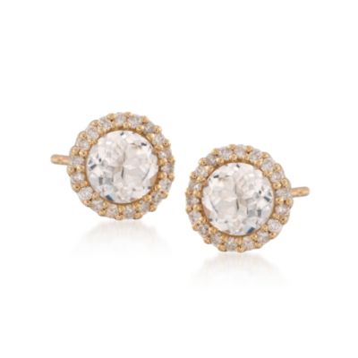 1.80 ct. t.w. White Topaz and .30 ct. t.w. Diamond Earrings in 14kt Yellow Gold &mdash; Alt Image 1
