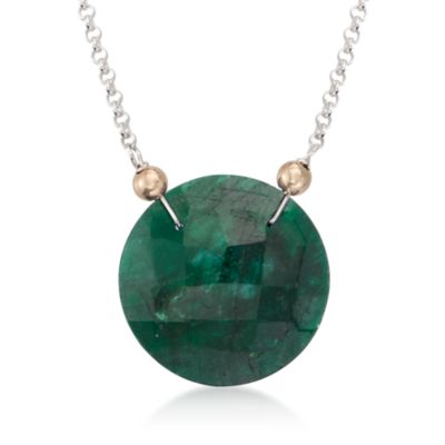 20.00 Carat Emerald Pendant Necklace in Two-Tone. 18" &mdash; Alt Image 1