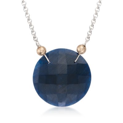 20.00 Carat Sapphire Pendant Necklace in Two-Tone. 18" &mdash; Alt Image 1