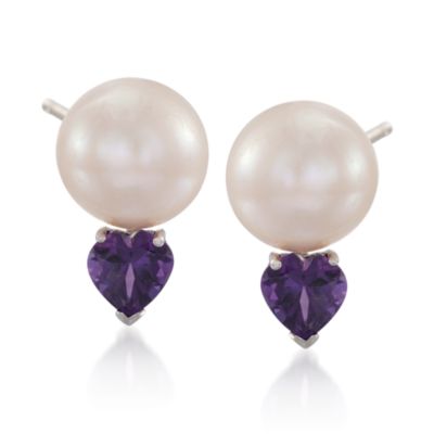 3-Pair Set of 4.60 ct. t.w. Multi-Gem Heart and Pearl Drop Earrings in Sterling Silver &mdash; Alt Image 3