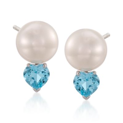 3-Pair Set of 4.60 ct. t.w. Multi-Gem Heart and Pearl Drop Earrings in Sterling Silver &mdash; Alt Image 5
