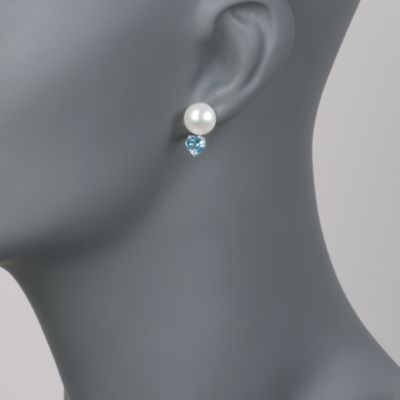 3-Pair Set of 4.60 ct. t.w. Multi-Gem Heart and Pearl Drop Earrings in Sterling Silver &mdash; Alt Image 2
