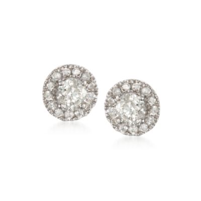 1.90 ct. t.w. White Diamond Halo Earrings in 14kt White Gold &mdash; Alt Image 1