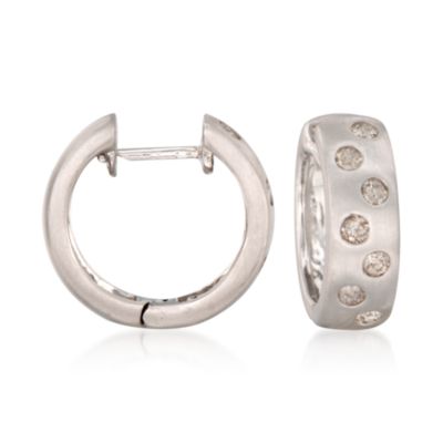 .50 ct. t.w. Diamond-Dotted Hoop Earrings in Sterling Silver &mdash; Alt Image 1