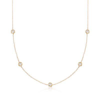 1.00 ct. t.w. Diamond Station Necklace in 14kt Yellow Gold. 18" &mdash; Alt Image 1