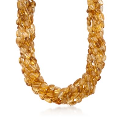 Citrine Torsade Necklace in Sterling Silver. 18" &mdash; Alt Image 1