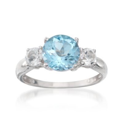 2.40 Carat Blue Topaz and .70 ct. t.w. White Topaz Ring in Sterling Silver &mdash; Alt Image 1