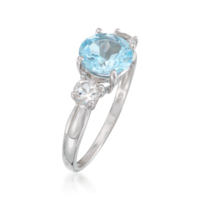 2.40 Carat Blue Topaz and .70 ct. t.w. White Topaz Ring in Sterling Silver &mdash; Alt Image 3