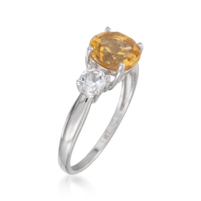 1.80 Carat Citrine and .70 ct. t.w. White Topaz Ring in Sterling Silver &mdash; Alt Image 3