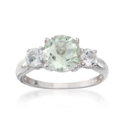 1.80 Carat Green Amethyst and .70 ct. t.w. White Topaz Ring in Sterling Silver &mdash; Alt Image 1