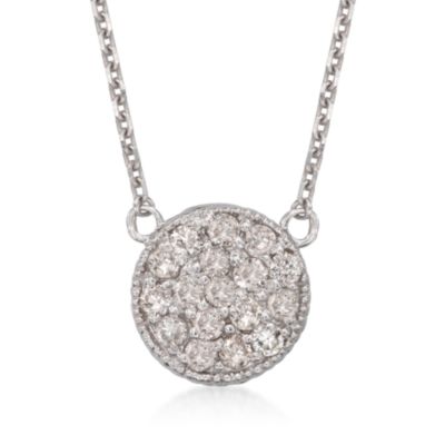 .36 ct. t.w. Pave Diamond Disc Necklace in 14kt White Gold &mdash; Alt Image 1