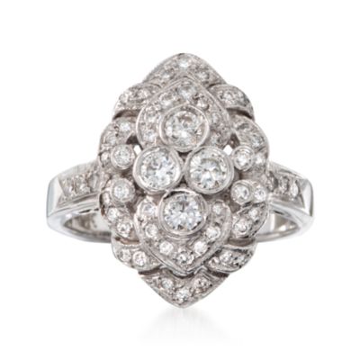C. 1995 Vintage .75 ct. t.w. Diamond Dinner Ring in 14kt White Gold. Size 5.5 &mdash; Alt Image 1