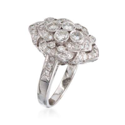 C. 1995 Vintage .75 ct. t.w. Diamond Dinner Ring in 14kt White Gold. Size 5.5 &mdash; Alt Image 3