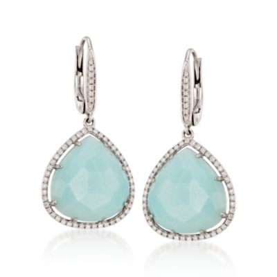 Triangular Amazonite and .45 ct. t.w. Diamond Earrings &mdash; Alt Image 1