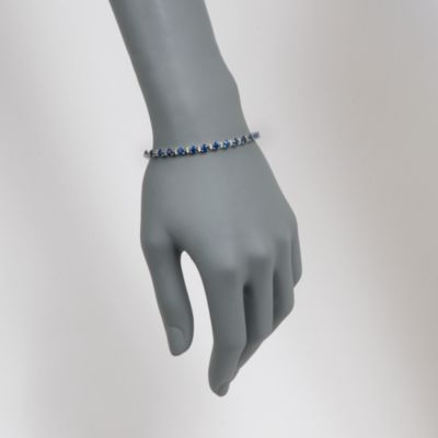 10.30 ct. t.w.  Sapphire and .60 ct. t.w. Diamond Tennis Bracelet in 14kt White Gold. 7" &mdash; Alt Image 2