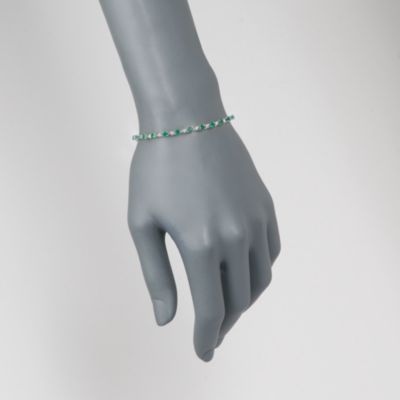 4.50 ct. t.w. Emerald and .20 ct. t.w. Diamond Bracelet in 14kt White Gold. 7" &mdash; Alt Image 2