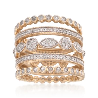 Set of Five Stackable .88 ct. t.w. Diamond Eternity Bands in 14kt Yellow Gold &mdash; Alt Image 1