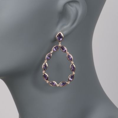 12.00 ct. t.w. Amethyst and .13 ct. t.w. Diamond Open Drop Earrings in 14kt Over Sterling &mdash; Alt Image 2