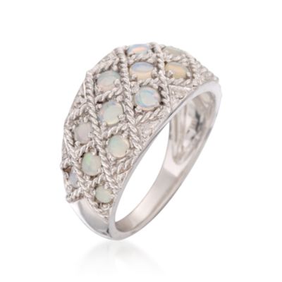 Opal Dome Ring With Diamonds in Sterling Silver &mdash; Alt Image 3