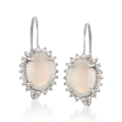 Opal and .15 ct. t.w. Diamond Drop Earrings in Sterling Silver &mdash; Alt Image 1