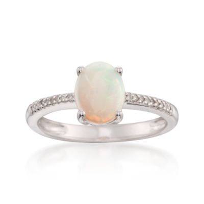 Opal Ring With Diamonds in Sterling Silver &mdash; Alt Image 1